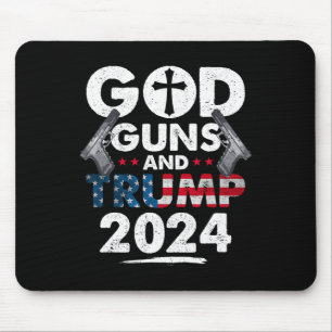 銃とトランプ2024米国アメリカ国旗 マウスパッド