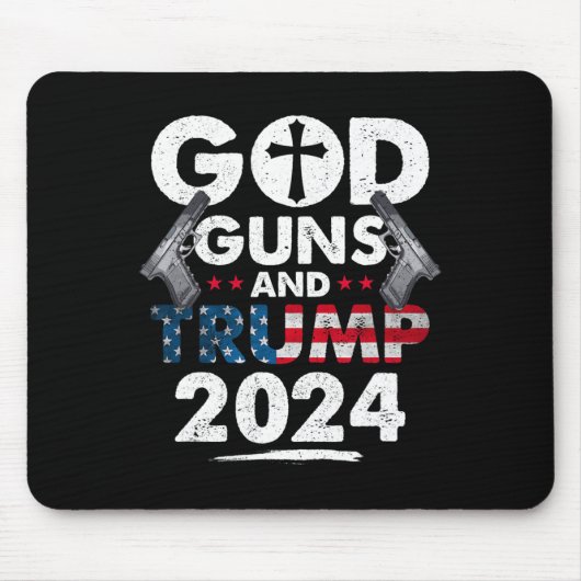 銃とトランプ2024米国アメリカ国旗 マウスパッド (正面)