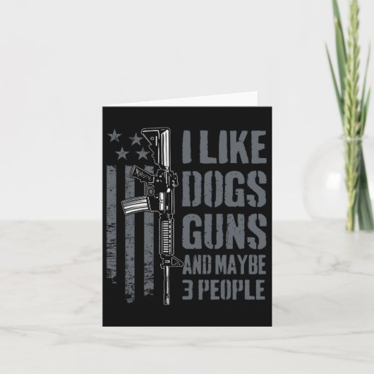 銃と猟犬とたぶん3人好き - イヌ好きのための面白いデザイン カード (正面)