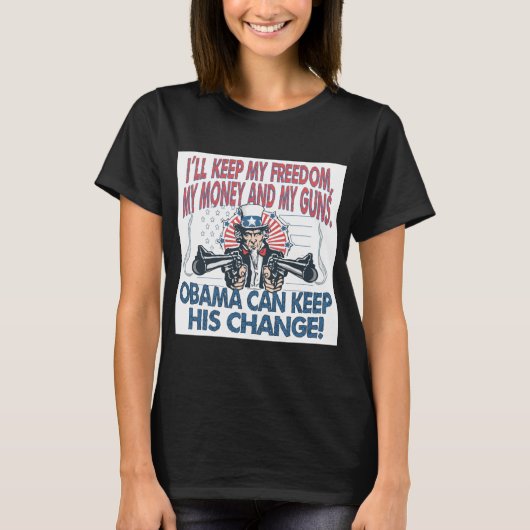 銃と自由保金を持ってやる Tシャツ (正面)