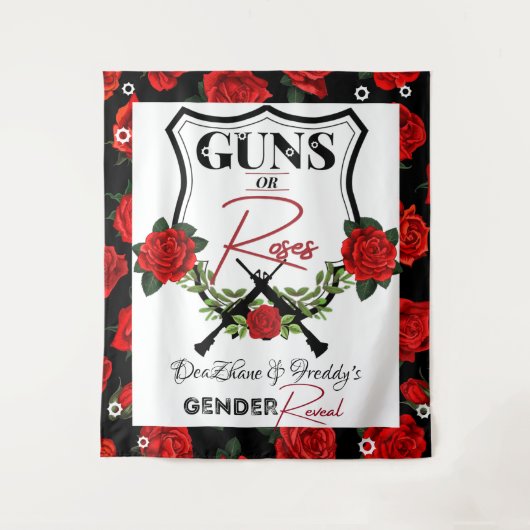 銃と薔薇の性別発表ベビーシャワー タペストリー (正面)