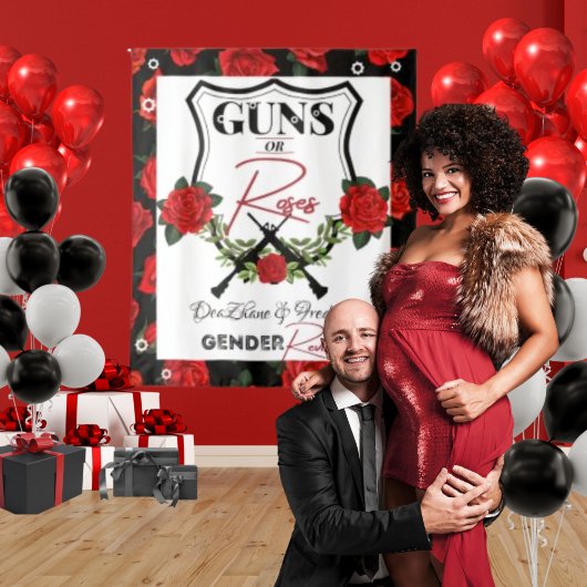 銃と薔薇の性別発表ベビーシャワー タペストリー