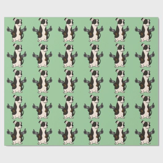 銃によって描かれる漫画を持つおもしろいなアメリカのブルドッグ ラッピングペーパー (フラット)