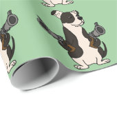 銃によって描かれる漫画を持つおもしろいなアメリカのブルドッグ ラッピングペーパー (ロールコーナー)