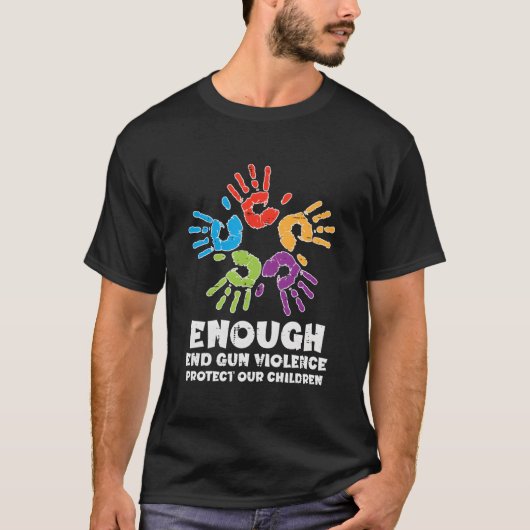 銃による暴力から子供たちを守ろう オレンジ Tシャツ (正面)