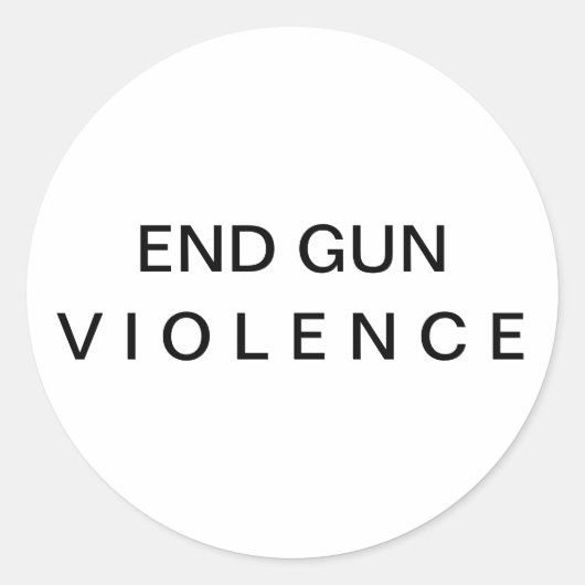 銃による暴力反対メッセージ 円形ステッカー ラウンドシール (正面)