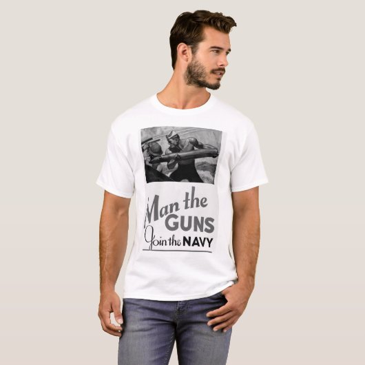 銃に人を配置しますか、または海軍に加わって下さい。 1942_Warイメージ Tシャツ (正面フル)