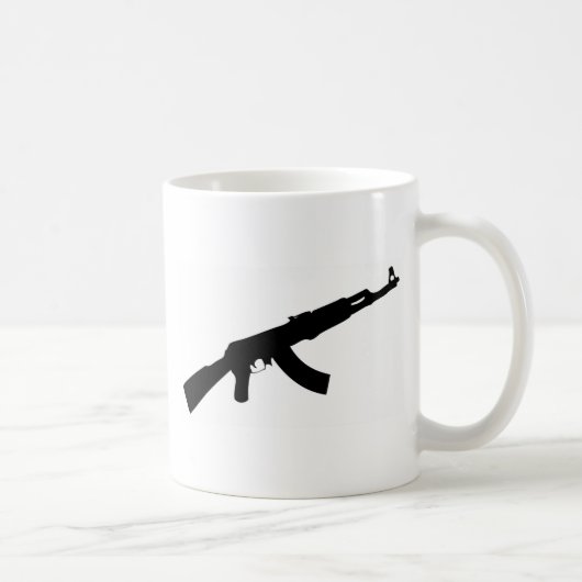 銃のカラシニコフ自動小銃黒いアイコン コーヒーマグカップ (右)
