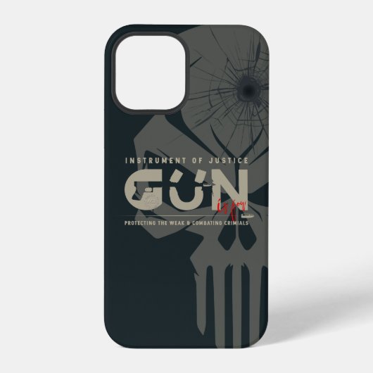 銃のモノグラムアート | (ダークモード) iPhoneケース (裏面)