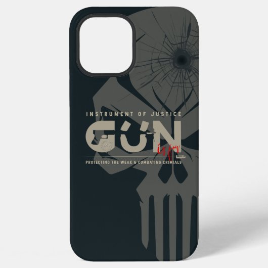 銃のモノグラムアート | (ダークモード) iPhoneケース (裏面)