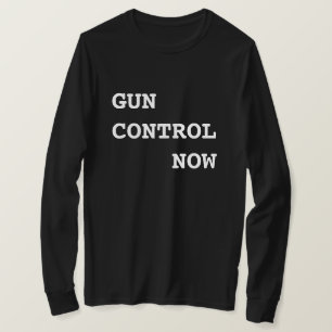 銃の制御を今すぐ白はっきりした文字デモ行進 Tシャツ