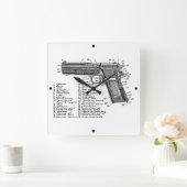 銃の図表V2 スクエア壁時計 (ホーム)