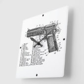 銃の図表V2 スクエア壁時計 (傾斜)