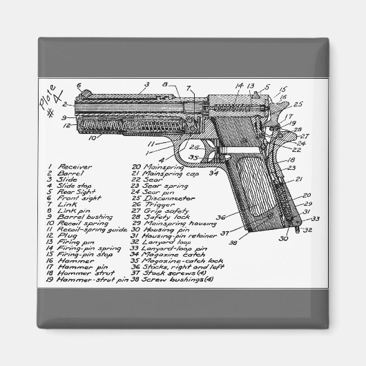 銃の図 マグネット (正面)