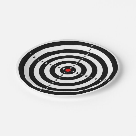 銃の射撃練習場の雄牛目ターゲット記号 ペーパープレート (アングル)