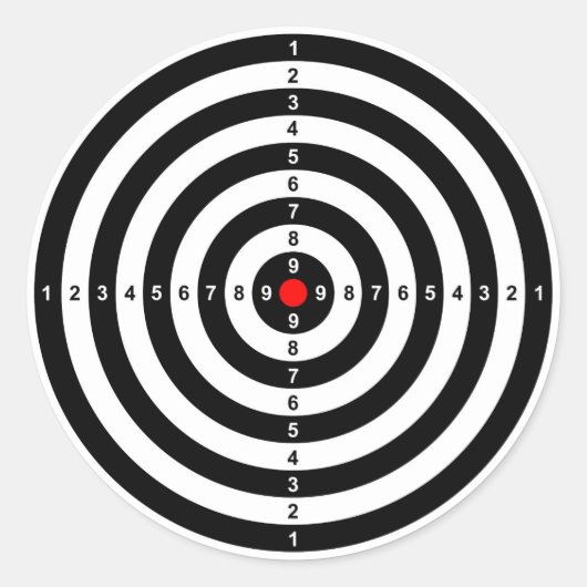 銃の射撃練習場の雄牛目ターゲット記号 ラウンドシール (正面)