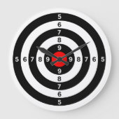 銃の射撃練習場の雄牛目ターゲット記号 ラージ壁時計 (正面)