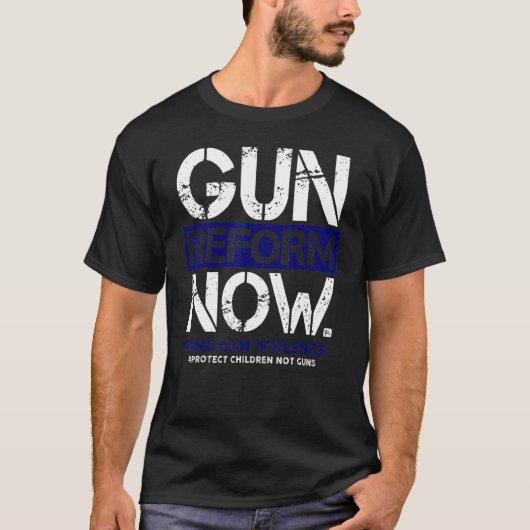 銃の改革今すぐ十分な銃暴力の終了認識度W Tシャツ (正面)