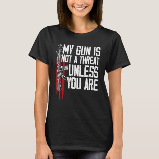 銃の権利私の銃は脅威ではない Tシャツ (正面)