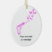 銃の蝶ピンク セラミックオーナメント (右)