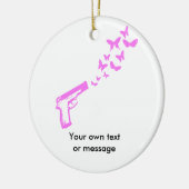 銃の蝶ピンク セラミックオーナメント (左)