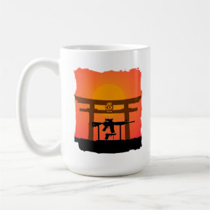 銃のJutsu Toriiのゲートのマグ日か夜 コーヒーマグカップ
