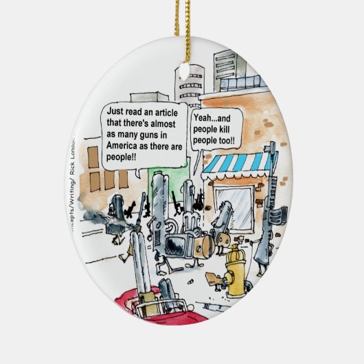 銃はギフト、ティおもしろいー、カードを殺さない セラミックオーナメント (右)