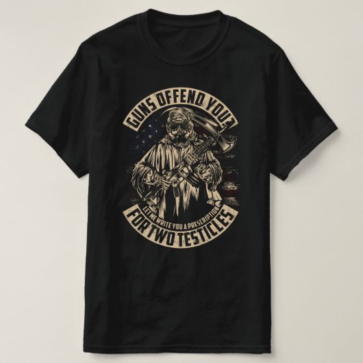銃は二人の睾丸の退役軍人の日 Tシャツ (デザイン正面)