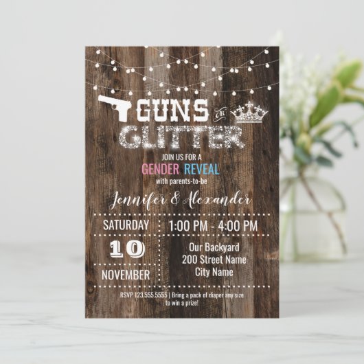 銃またはグリッターの性別の暴露 招待状 (スタンド正面)