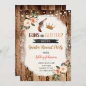 銃またはグリッターの性差別案内カードの招待 招待状 (正面/裏面)