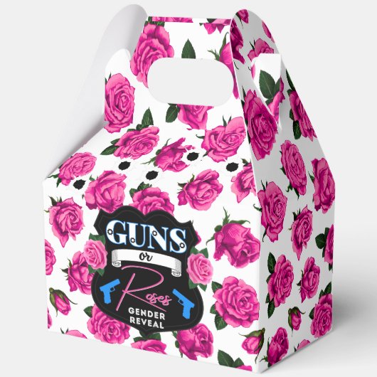 銃またはバラジェンダーがピンク/青の赤ちゃんシャワーを明らかにする フェイバーボックス (正面)