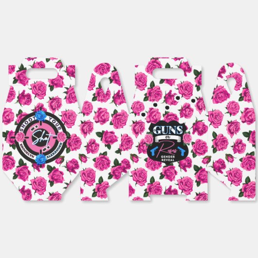 銃またはバラジェンダーがピンク/青の赤ちゃんシャワーを明らかにする フェイバーボックス (見開き)