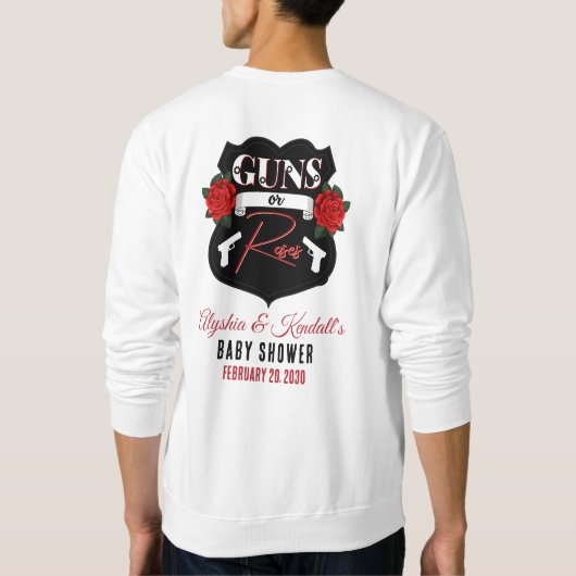 銃またはバラジェンダーが赤ちゃんのシャワーを明らかにする スウェットシャツ (裏面)