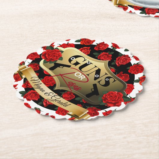 銃またはバラジェンダーが赤ちゃんのシャワーを明らかにする ペーパーコースター (アングル)