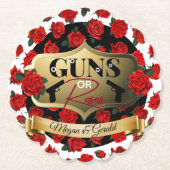 銃またはバラジェンダーが赤ちゃんのシャワーを明らかにする ペーパーコースター (正面)