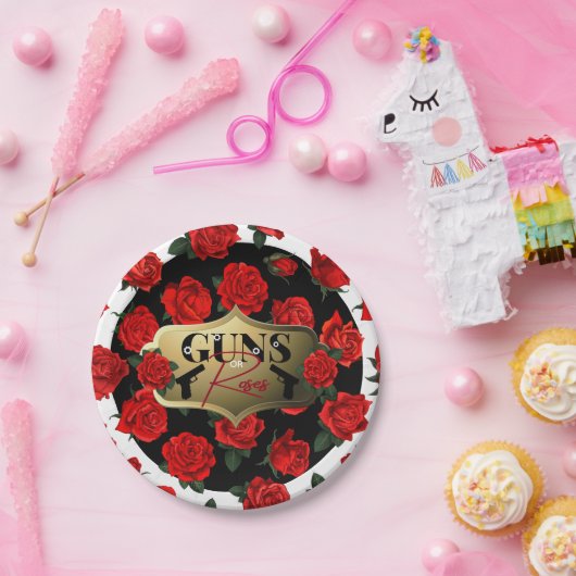 銃またはバラジェンダーが赤ちゃんのシャワーを明らかにする ペーパープレート (パーティー)