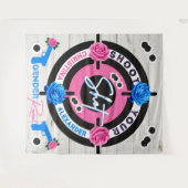 銃またはバラジェンダーが赤ちゃんシャワーを明らかにするピンク/ブルー タペストリー (正面(横))