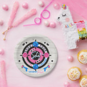 銃またはバラジェンダーが赤ちゃんシャワーを明らかにするピンク/ブルー ペーパープレート (パーティー)