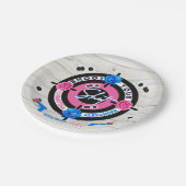 銃またはバラジェンダーが赤ちゃんシャワーを明らかにするピンク/ブルー ペーパープレート (アングル)