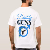 銃またはバラジェンダーが赤ちゃんシャワーを明らかにするピンク/ブルー Tシャツ (裏面)