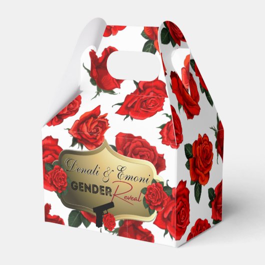 銃またはバラジェンダーが赤ちゃんシャワーバッジを明らかにする フェイバーボックス (裏面サイド)