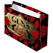 銃またはバラジェンダーが赤ちゃんシャワーブラックを明らかにする ラージペーパーバッグ (正面アングル)