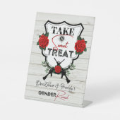 銃またはバラジェンダーが赤ちゃんシャワー治療を明らかにする 台座サイン (正面)