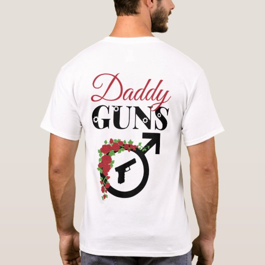 銃またはバラジェンダーが赤ちゃんシャワーTシャツを明らかにする Tシャツ (裏面)
