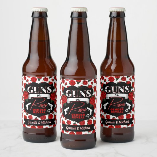 銃またはバラジェンダーが赤/黒を明らかにする ビールラベル (ボトル)
