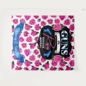 銃またはバラピンク/ブルー性別が赤ちゃんのシャワーを明らかにする タペストリー (正面(横))