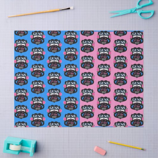 銃またはバラピンク/ブルー性別が赤ちゃんのシャワーを明らかにする 薄葉紙 (クラフト)