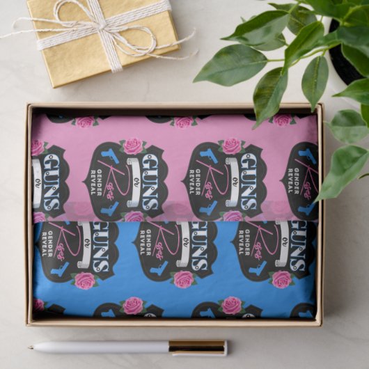 銃またはバラピンク/ブルー性別が赤ちゃんのシャワーを明らかにする 薄葉紙 (ギフト)