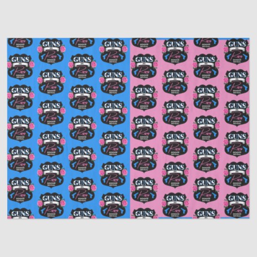 銃またはバラピンク/ブルー性別が赤ちゃんのシャワーを明らかにする 薄葉紙 (正面)