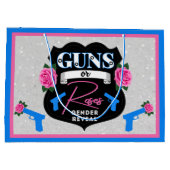 銃またはバラピンク&ブルー | 性別の表示 ラージペーパーバッグ (裏面)